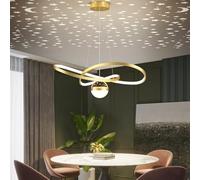 Modern LED Pendant Light with Remote Control - 40W Starry Sky Converged Dimmable Chandelier for Living and Dining Room, Kitchen (Gold)