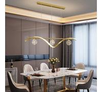 Modern LED Pendant Light with Remote Control Adjustable Brightness Dining Room Hanging Lamp 4 Glass Globes for Golden Table Linear Kitchen Island Lighting Fixture