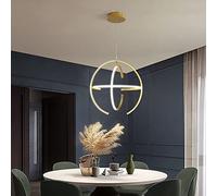 Modern LED Pendant Lighting For Dining Room & Kitchen Island,Contemporary Chrome LED Chandelier,Minimalist Ceiling Light Fixture Hanging Light-Silver warm light 110x15cm (Gold 45x45cm(18x18inch))
