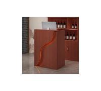 Modern LED Reception Counter Stylish Teak Front Desk for Retail Hotel & Office Compact 100 cm (39.4 in) Checkout Station Elegant Design for Small Spaces