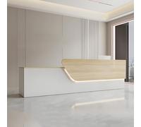 Modern LED Reception Desk 119.4 cm Retail Counter with Lockable Drawer Elegant Wood Finish Ideal for Store Clinic Office - 120 cm Front Desk Solution
