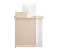 Modern LED Reception Desk, 47in Front Counter for Salon, Lobby & Office - Stylish Apricot & White Finish, Sleek Design for Enhanced Customer Experience