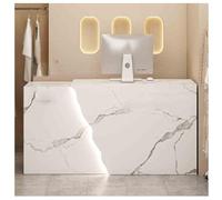 Modern LED Reception Desk Counter, Stylish Checkout Table for Retail & Beauty Salons, Compact Design (F-1, R-47.2x23.6x35.4in)