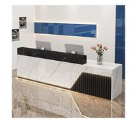 Modern LED Reception Desk Elegant Front Counter Table for Lobbies Salons & Businesses Stylish Reception Furniture (B7 L140CM L55.1in)