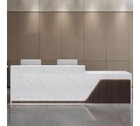 Modern LED Reception Desk Elegant Wooden Design for Offices & Lobbies Perfect for Business Fronts & Customer Service Areas Stylish Workstation Furniture