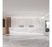 Modern LED Reception Desk with Custom Logo Panel Solid Wood Front Counter No Assembly Required Storage Solution for Office/Retail 140x60x100cm