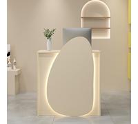 Modern LED Reception Desk with Lockable Drawer & Shelves Front Counter Table for Beauty Salon Retail Clinic Office Lobby - Light Yellow 60"x23.6"