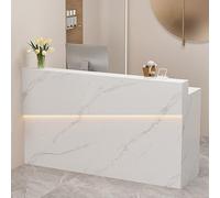 Modern LED Reception Desk with Secure Lock and Cash Drawer - Ideal for Offices, Hotels, Retail Stores - Sleek Coffee Finish for Enhanced Appeal and Functionality