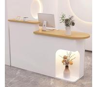 Modern LED Reception Desk with Storage Drawer - Stylish White Front Counter Table for Office & Retail, 90x50x105CM, Contemporary Design, Space-Saving, Ergonomic Workstation.