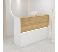Modern LED Reception Desk with Storage Drawers: Stylish Wooden Office Desk for Hotels Clothing Stores and Corporate Spaces. Contemporary Design for Efficient Management.