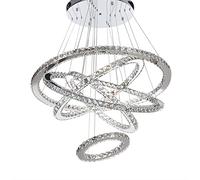 Modern LED Ring Lamp3Sided Diamond Art Light Fixture for Home Decor Stylish Circle Hanging Pendant Ideal for Living Room Bedroom and Creative Spaces.