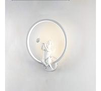 Modern LED Ring Wall Lamp Acrylic Lampshade Geometric Wall Sconce Light with Resin Angel Decoration 19W Nordic Wall Lamps for Living Room Aisle Bedroom Bedside Lights (Color : White-3 Color Mode)