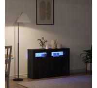 Modern LED Sideboard 3 Doors Buffet Storage Cabinet Cupboard TV Unit Black Oak