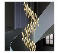 Modern LED Staircase Chandelier Living Room Villa Hall Light Luxury Long Line Spiral Duplex Building Nordic Simple,Hanging Light(Dimmable,24heads)