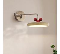 Modern LED Swing Arm Wall Sconce Adjustable Bedside Reading Wall Lamp Chrome Cream Decor Wall Lighting Fixture, 3 Color Mode 12W Postmodern Art Sconces for Kids Room Bedroom Living Room