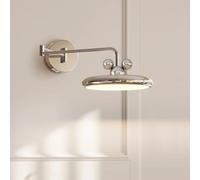 Modern LED Swing Arm Wall Sconce Adjustable Bedside Reading Wall Lamp Chrome Cream Decor Wall Lighting Fixture, 3 Color Mode 12W Postmodern Art Sconces for Kids Room Bedroom Living Room