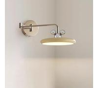 Modern LED Swing Arm Wall Sconce Adjustable Bedside Reading Wall Lamp Chrome Cream Decor Wall Lighting Fixture, 3 Color Mode 12W Postmodern Art Sconces for Kids Room Bedroom Living Room