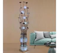 Modern LED Tree Floor Lamp with Crystal & Aluminum Vase Base, Decorative Standing Light for Bedroom, Warm Light Ambience