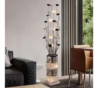 Modern LED Tree Floor Lamp with Crystal & Aluminum Vase Base, Decorative Standing Light for Bedroom, Warm Light Ambience