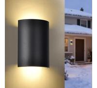 Modern LED Up Down Outdoor Wall Light, 20W Black Architectural Exterior Wall Sconce,3000K Warm White Decorative Wall Washer for Facade, Porch & Patio