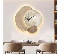 Modern LED Wall Clock - 12" Silent Art Decor Clock with Night Light | Premium Crystal Porcelain & Non-Ticking Quiet Movement | Aesthetic Wall Art for Living Room, Bedroom, Office (Beige)