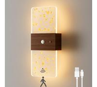 Modern LED Wall Lamp with Motion Sensor Indoor Dimmable Acrylic Wall Light with Switch No Power Connection USB Rechargeable Night Light with Magnet 1200mAh 3000K/4500K/6000K for Hallway Stairwell,A