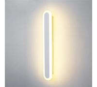 Modern LED Wall Light, 60cm Dimmable Acrylic Lamp, 3 Color Options, Simple Long Strip Design for Living Room, Bedroom, Balcony, Study - White Finish