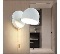 Modern LED Wall Light 9W Bedside Reading Wall Lamp with Pull Cord Switch 350° Rotatable Indoor LED Wall Lighting Fixture Warm White 3000K for Living Room Bedroom Kitchen Hallway Stairs,White