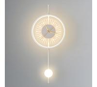 Modern LED Wall Light, Three Colors Dimming Bedroom Lighting, Minimalist Round Acrylic Wall Sconce, Creative Clock Design Indoor Decor Wall Lamp for Bedroom Living Room Hallway Office