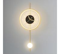 Modern LED Wall Light, Three Colors Dimming Bedroom Lighting, Minimalist Round Acrylic Wall Sconce, Creative Clock Design Indoor Decor Wall Lamp for Bedroom Living Room Hallway Office