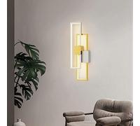 Modern LED Wall Lights Gold Dimmable Up Down Wall Lighs Linear Industrial Geometry Contemporary White Bedside Lamp Wall Sconce Indoor for Living Room Hallway Stairway Porch, Gold+white