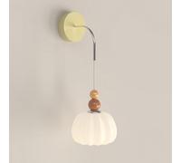 Modern LED Wall Sconce Cream Style Pumpkin Wall Lamp French Nordic Home Decor Lighting Fixture PVC Shade, 6W Indoor Iron Hardwired Sconces for Kids Room Bedroom Bedside