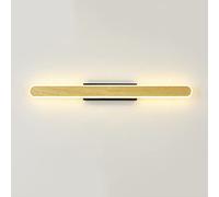 Modern Led Wall Sconce Linear Strip Vanity Wall Lamp Wood Pattern Wall Light, Long Wall Lighting Fixture Bar Makeup Lamps, Indoor Wall Wash Lights for Living Room Bedroom/Walnut3000K/60Cm