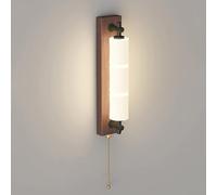 Modern LED Wall Sconce with Pull Chain Switch - 3000K 4000K 6000K Adjustable Wood Wall Mount Light Fixture, Vintage Indoor Wall Lamp for Living Room Bedroom Hallway Stairwell Hallway, 24W