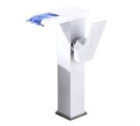 Modern LED Waterfall Faucet with Color Changing Lights - Single Handle Hot & Cold Mixer Tap for Kitchen Sink & Bathroom Basin - Slish White Design, Easy Inllat