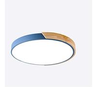 Modern LED Wooden Recessed Ceiling Light 2400LM 6500K Ultra Thin Round Lamp for Kitchen Bathroom Living Room Bedroom Corridor Blue & White Light Options