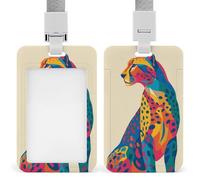 Modern Leopard Colorful Animal ID Badge Holder Retractable Clip Card Holder Card Protector Name Badge Name Tag for Work Office Doctor Nurse