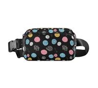 Modern Leopard Pattern Women Men Teens Fashionable Fanny Waist Pack for Shopping Sports Work, Crayon Polka Dots Black Pattern, One Size