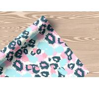 Modern Leopard Print Gift Wrap - Abstract Pink Blue & Black Brush Stroke Wrapping Paper for Fashionable Gifts & Parties W35 (Large - 58 x 85cm / 22.8" x 33.4" inches)