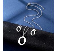 Modern Letter Necklace Letter Ear Studs Stainless Steel Texture Pendant Necklace Earrings Set For Fashion Enthusiasts Ear Jewelry For Women