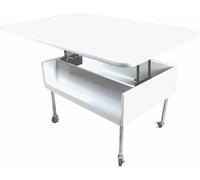 Modern Lift Top Coffee Table for Living Room Square Wood Design Versatile Sofa Side & Iron Bedside Table White (Size: 90x60cm)