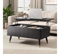 Modern Lift Top Coffee TableMid Century Style with Hidden Storage Unique Fluted Design for Small Spaces Ideal for Apartments Offices and Studios