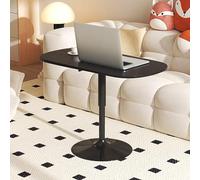 Modern Lift-Top Oval Coffee Table - Height Adjustable Wood/Stone Dining & Office Desk with Metal Base for Living Room & Bedroom - Versatile Small End Table (WoodB)