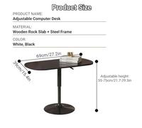 Modern LiftTop Oval Coffee Table with Adjustable Height Wood/Stone Countertop Versatile Dining & Office Desk Metal Base for Living Room & Bedroom (WoodB)