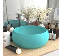 Modern Light Green Bathroom Sink 40x15 cm Matte Countertop Basin - Slish Round Design for Home & Office, & Easy to Clean, Ideal for Contemporary Spaces