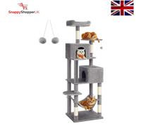 Modern Light Grey Cat Tower - 191 cm with Hammock & Anti-Tip Safety Features