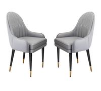 Modern Light Grey Microfiber Leather Dining Chairs Set of 2 - Sk Kitchen & Bedroom Seating, Perfect for Makeup, Dressing Tables, and Balconies.