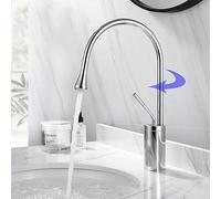 Modern Light Luxury Bathroom Sink Tap with 360° Swivel Arm and Water Drop Design Universal Brass Mixer for Easy Operation Single Handle Basin Taps