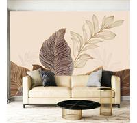 Modern Light Luxury Wall Mural Wallpaper Non-Woven 3D Abstract Plant Leaf Photo Wallpaper Mural for Bedroom Living Room - Art Print Wall Decoration Poster Picture Design 450x315 cm(WxH) 191o