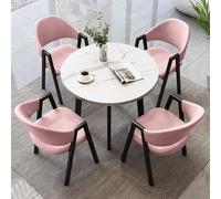Modern Light Pink Round Dining Table & Chair Set - Space-Saving Furniture for Home, Office, Lounge, Coffee Shop - Stylish & Comfortable Dining Room Decor